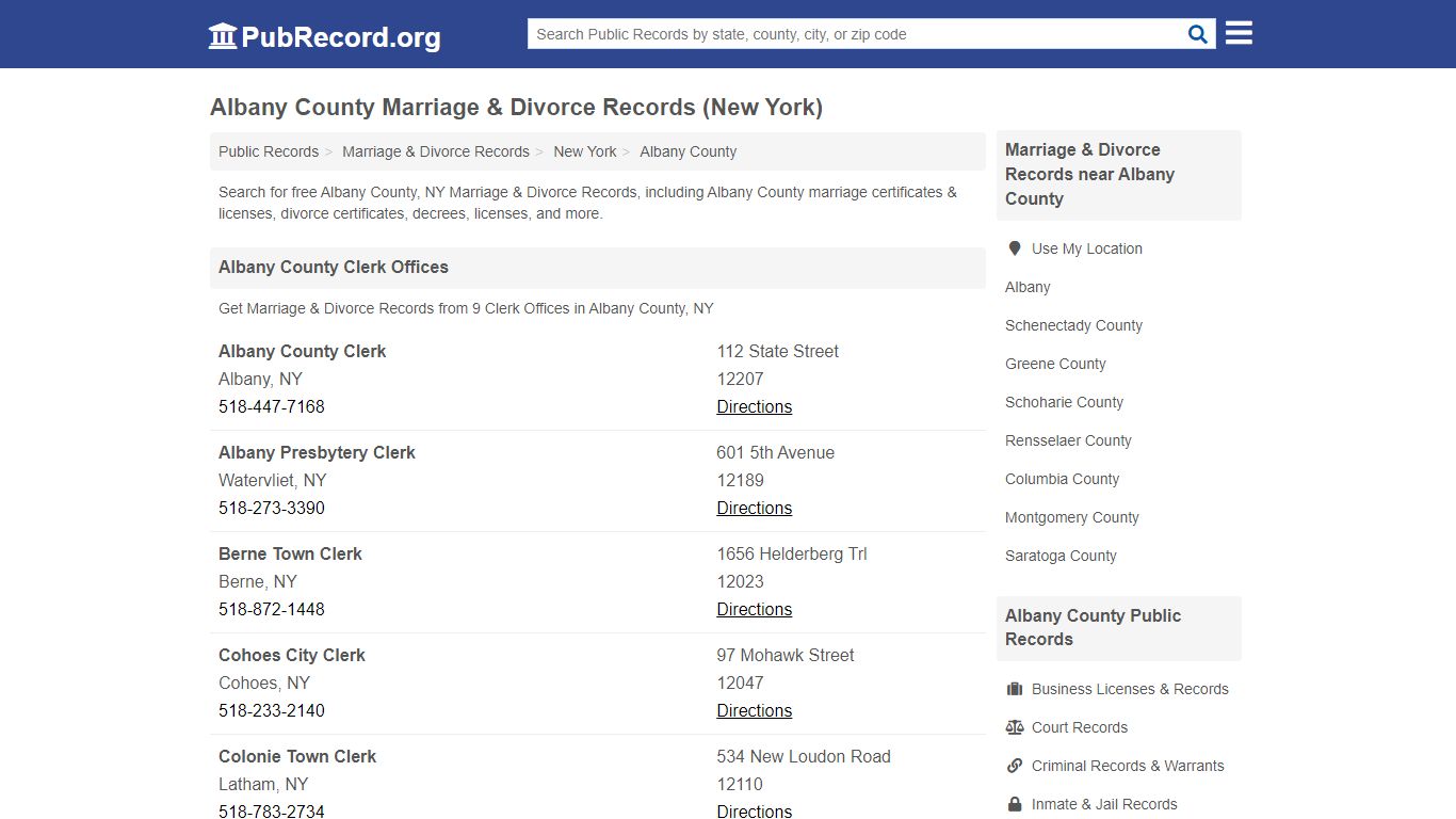 Albany County Marriage & Divorce Records (New York)