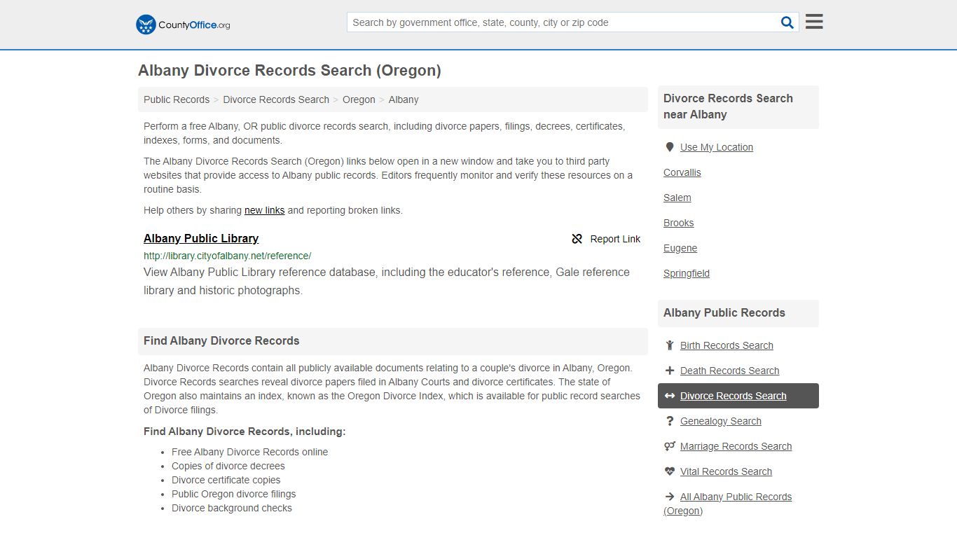 Divorce Records Search - Albany, OR (Divorce Certificates & Decrees)